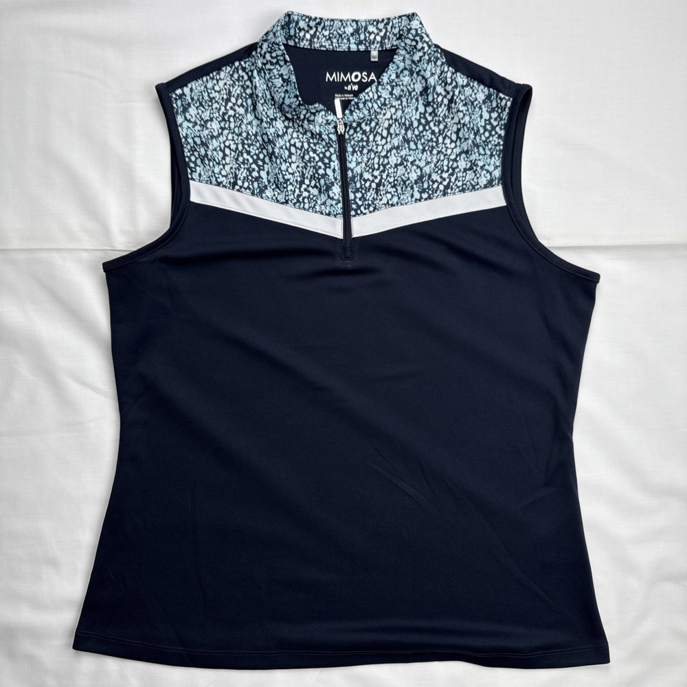 Mimosa By N'vo Sleeveless‎ Blue Print Poli Shirt XL